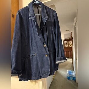 Blue Denim Blazer with Gold Buttons